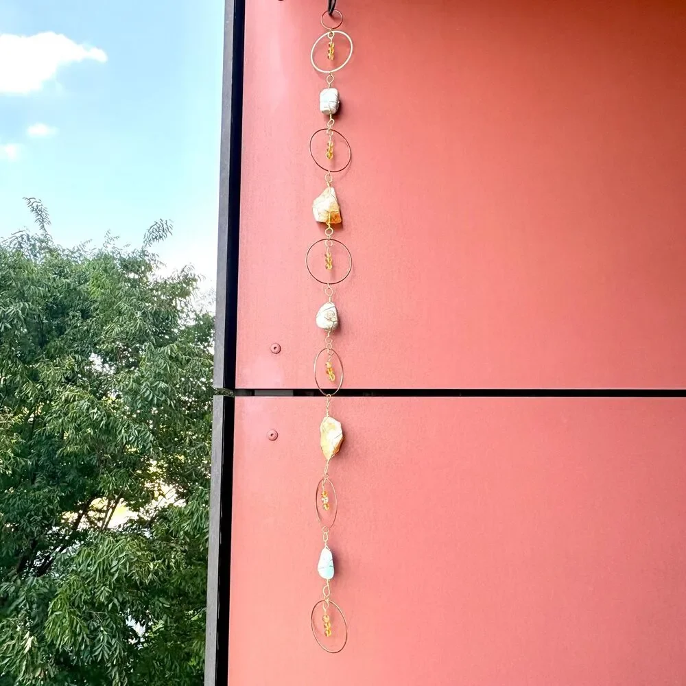 Caribbean Calcite Citrine Wall Hanging | Raw Citrine Crystal | Citrine Beads